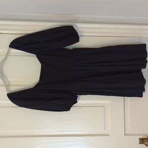 EUC Maeve by Anthropologie black smocked puff sleeve dress sz medium